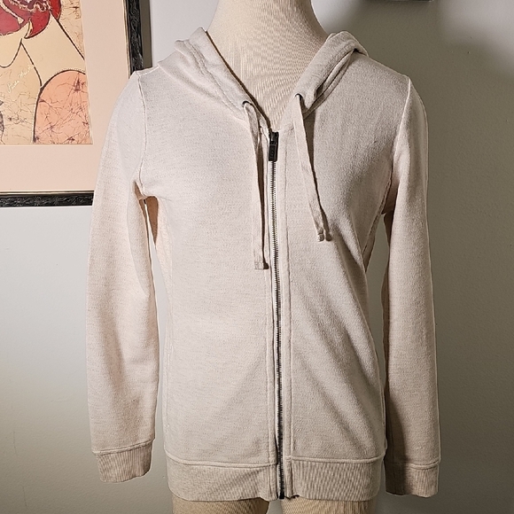 Cream Zip-Up Tie Hoodie By UGG. pockets. Size Small. - Picture 1 of 12